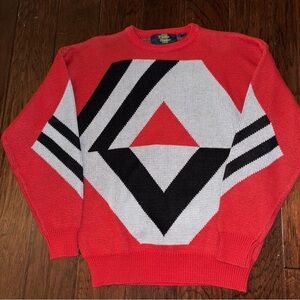Weather Breaker Vintage Men’s Red Geometric Pattern Sweater size Lg